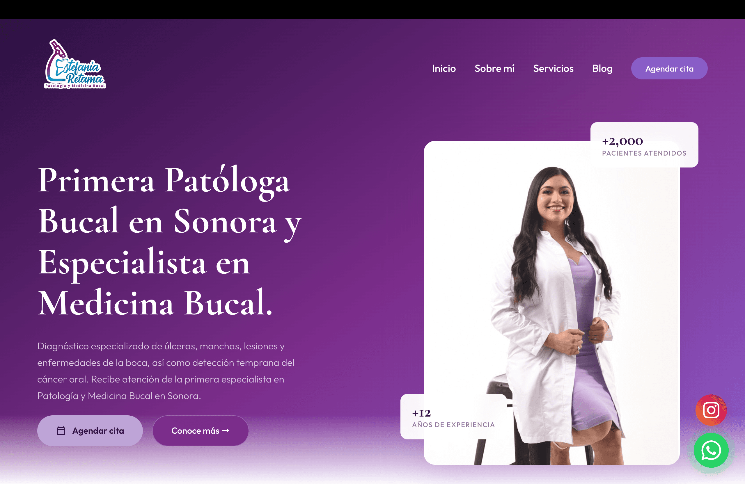Hero del proyecto web de Dra. Estefanía Retama